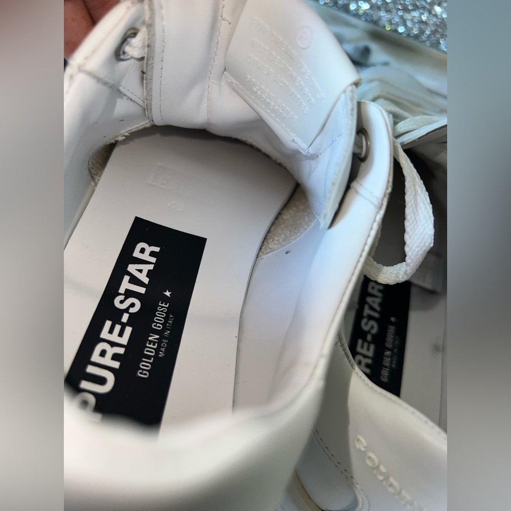 Golden Goose Purestar White Leather Sneakers w/ Swarovski Star – Size 40 - Picture 13 of 16
